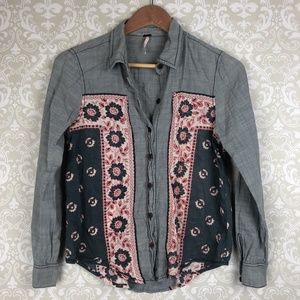 Free People Born Free Bandana Print Button Down